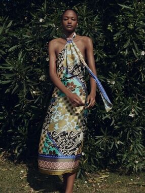 🆕️ Zara Satin Print Halter Dress